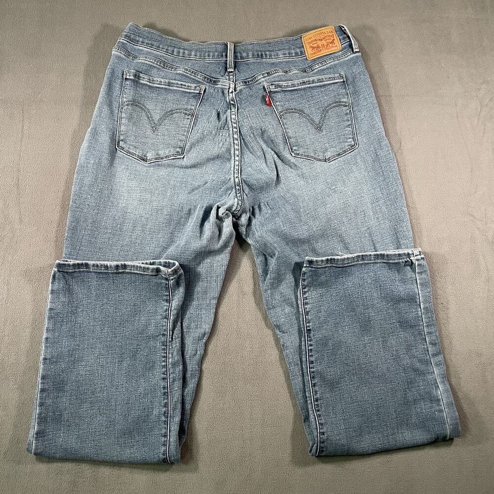 Levis 505 Jeans Womens Sz 14 Blue Straight Denim High Rise Stretch Medium Wash - Picture 6 of 10